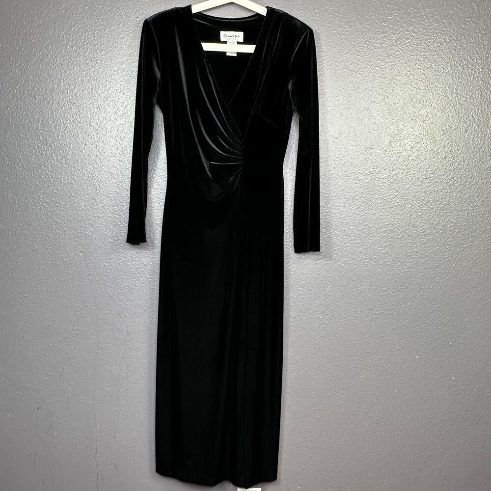 Vintage Womens 4P Petite Maxi Velvet Wrap Dress Whimsigoth Witchy Goth Y2K